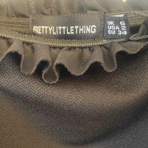 PrettyLittleThing Black Frill Mini Dress | Size 2 | NWT - Picture 9 of 10